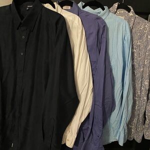 Milano Men's Black, White, and Blue Casual Shirts